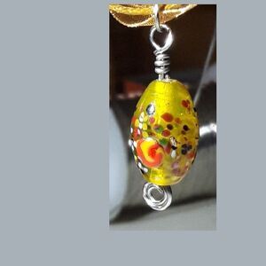 Artisan pendant 052L# Murano Glass Pendant Organza Necklace Layered Necklace 19"